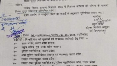 Photo of स्थानीय निकाय चुनाव में परिणाम घोषणा के उपरांत विजय जुलूस निकालना प्रतिबंधित, देखे आदेश