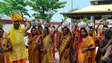 Photo of भोगनीपुर कस्बे के सराय गांव में श्रीमद्भागवत कथा के अवसर पर निकाली गई कलश यात्रा