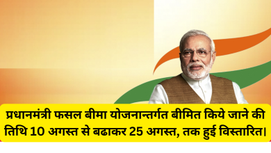 Photo of प्रधानमंत्री फसल बीमा योजनान्तर्गत बीमित किये जाने की तिथि 10 अगस्त से बढाकर 25 अगस्त, तक हुई विस्तारित।