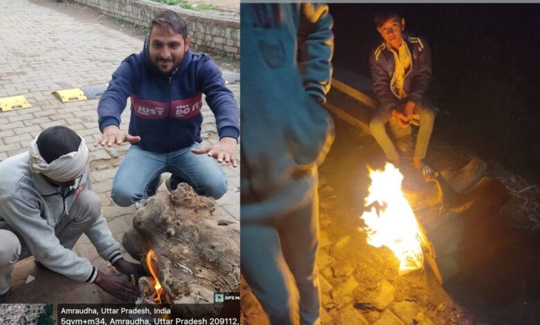 अमरौधा में शीतलहर से बचाव हेतु अलाव जलाने की पहल 1 amraudha