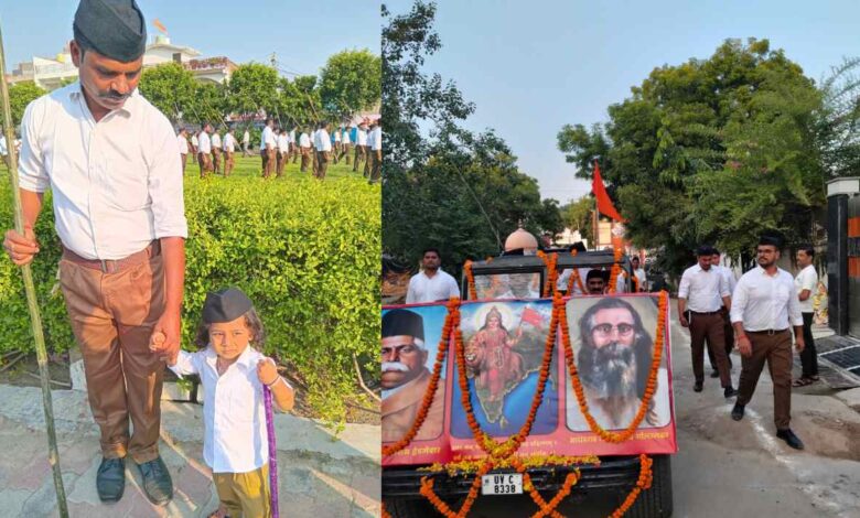 संघ के शताब्दी वर्ष के उपलक्ष्य में स्वयंसेवकों ने नगर में पथ संचलन निकाल दिया राष्ट्र रक्षा का सन्देश 1 rss