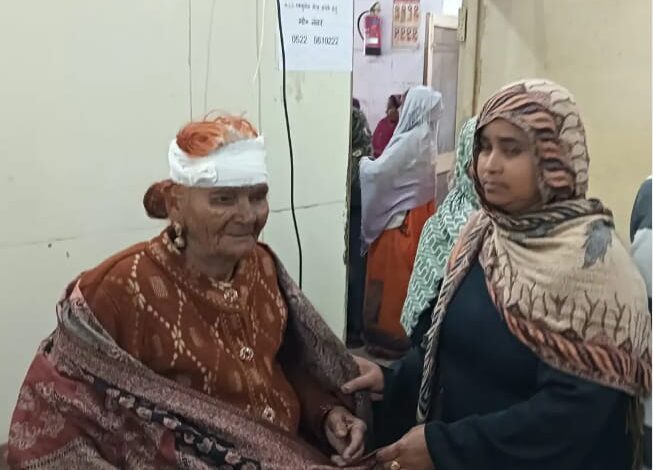 कानपुर देहात में बंदरों के हमले से वृद्धा घायल,भेजा गया अस्पताल 1 अस्पताल में घायल महिला का इलाज करते डॉक्टर