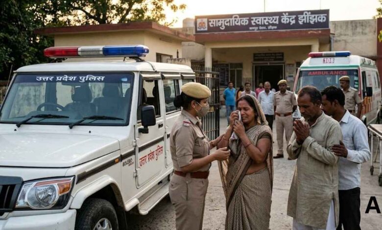 कानपुर देहात में पुलिस और शोकाकुल परिजनों की प्रतीकात्मक फोटो