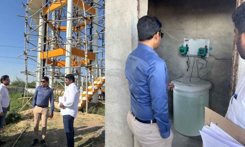 मावर पानी की टंकी का निरीक्षण करते मुख्य विकास अधिकारी