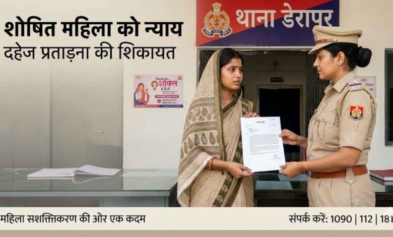 कानपुर देहात: विवाहिता ने पति और सास-ससुर पर लगाया दहेज उत्पीड़न का आरोप, घर से निकालने की शिकायत 1 डेरापुर थाने में तहरीर लेकर पहुंची पीड़िता और उपस्थित पुलिसकर्मी