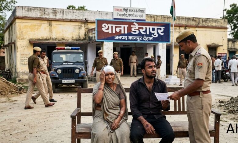 कानपुर देहात: मिट्टी डालने के विवाद में अपनों ने ही अपनों को पीटा, चचेरे भाइयों पर एनसीआर दर्ज 1 डेरापुर थाना परिसर और घायल पीड़ित का मेडिकल परीक्षण फॉर्म।
