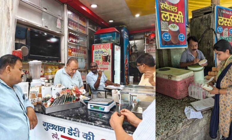 कानपुर में खाद्य पदार्थ के नमूने लेती खाद्य सुरक्षा विभाग की टीम