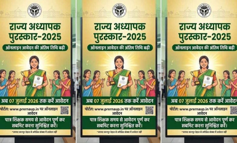 उत्तर प्रदेश का प्रेरणा पोर्टल ऑनलाइन शिक्षक पुरस्कार आवेदन स्क्रीन