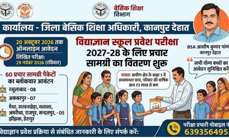 विद्याज्ञान स्कूल प्रवेश परीक्षा आवेदन कानपुर देहात