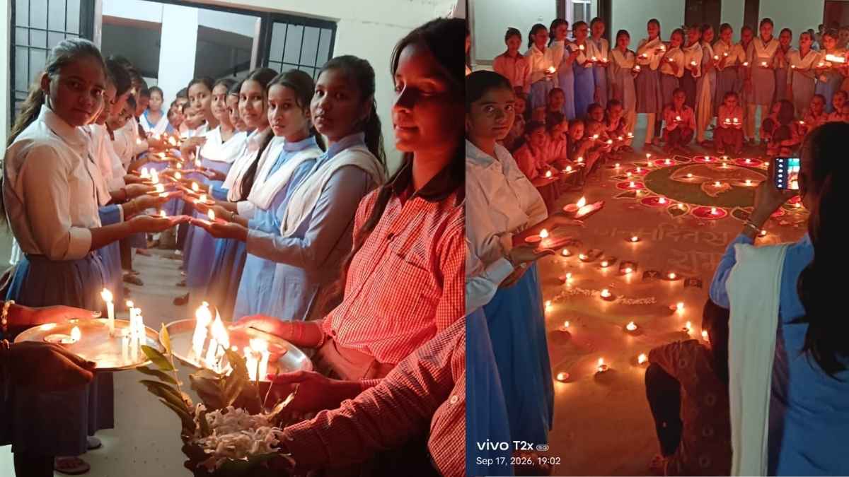 कस्तूरबा विद्यालय अमरौधा में 1000 दीयों का दीपोत्सव
