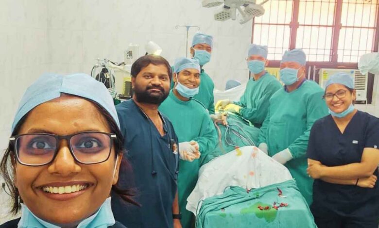 Kanpur Dehat Medical College Surgery team after successful spine operation.