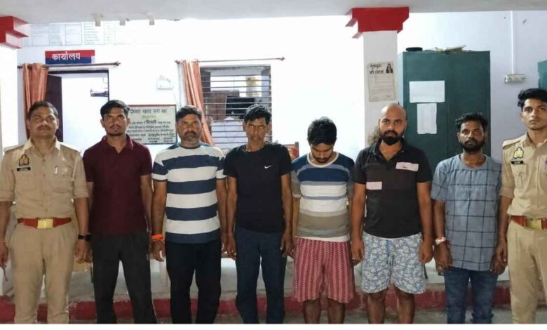 Kanpur Dehat Police Arrest Gamblers during raid in Rura Ambedkar Nagar.
